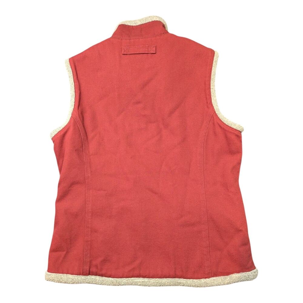 Duluth Trading Canvas Vest Men’s M Red Sherpa Lined Pockets Heavy Workwear - Picture 2 of 5